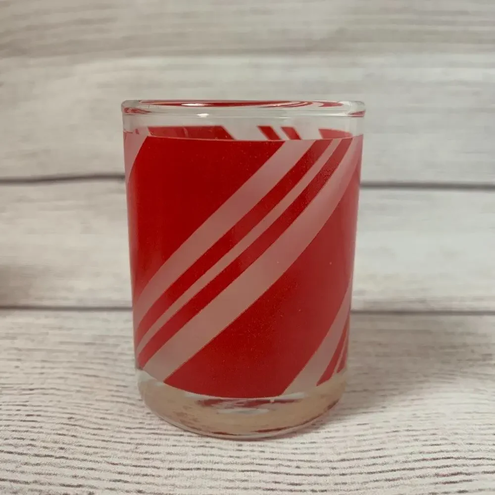 Vintage Peppermint Candy Glass Tealight Votive Candle Holders Set and 2 Candles